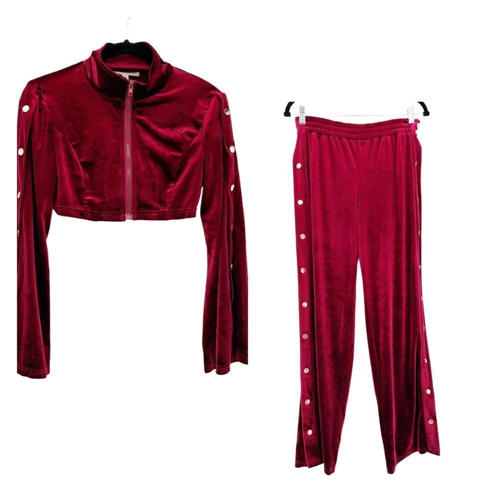 Hot and Delicious Red Tear-Away Crop TrackSuit Set Size Small